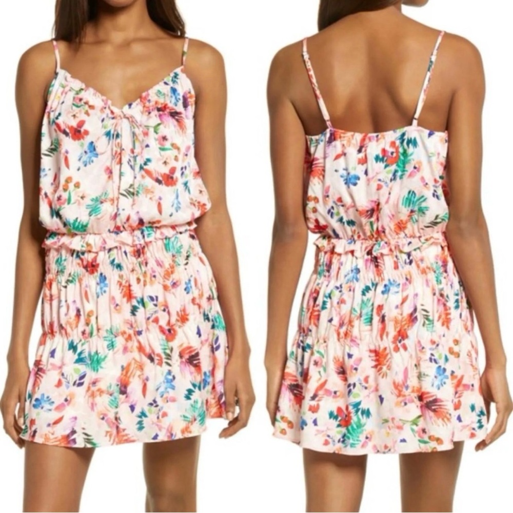 NSR Napean Sea Rd • Floral Adjustable Strap V-Neck Synched Waist Dress Medium